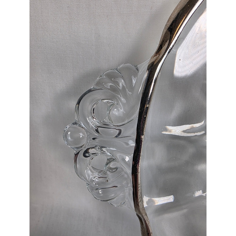 Rockwell Sterling Silver Non-Tarnish 8 Inch Glass Plate Floral Design Handles - Picture 15 of 16
